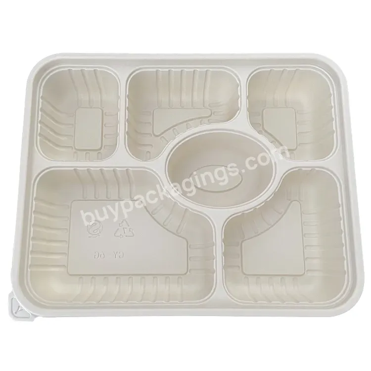 Large Takeaway Cornstarch Biodegradable 6 Compartment Plastic Food Storage Container With Lids