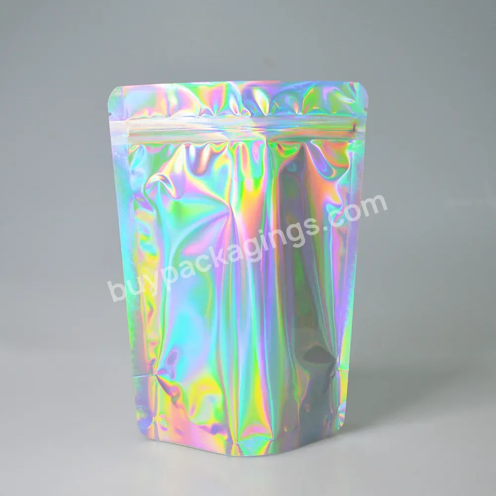 Laser Clear Sealed Mylar Foil Custom Logo Zip Lock Plastic Zipper Ziplock Transparent Holographic Bag Packaging