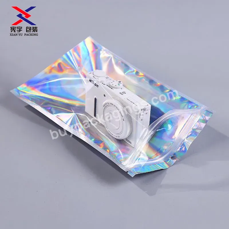 Laser Holographic Aluminum Foil Zip Lock Plastic Bag Small Size Holographic Zipper Bag