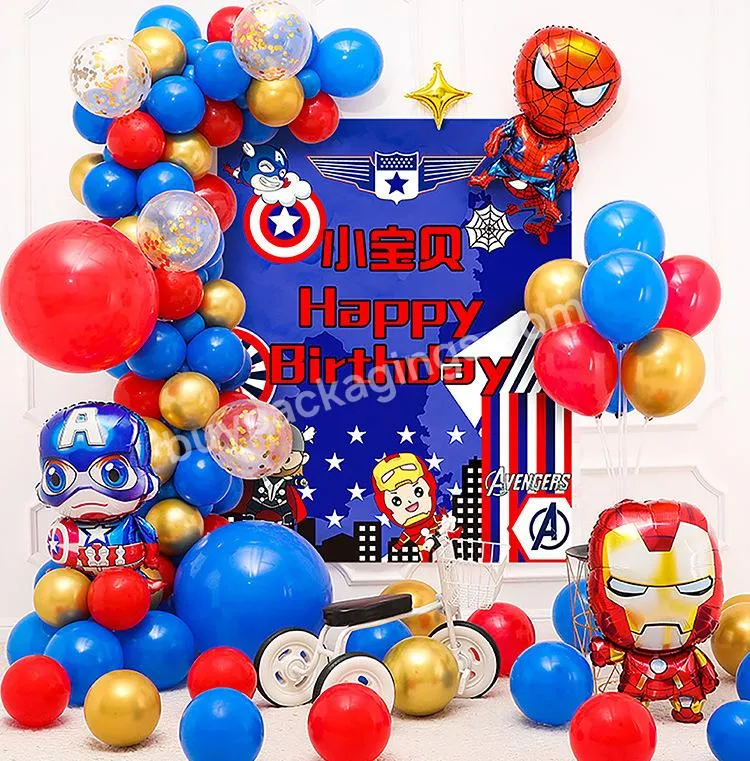 Latest Design Spiderman Captain America Ant People Foil Balloons Qualatex Balloon Kids Birthday Party Background Decoration Set