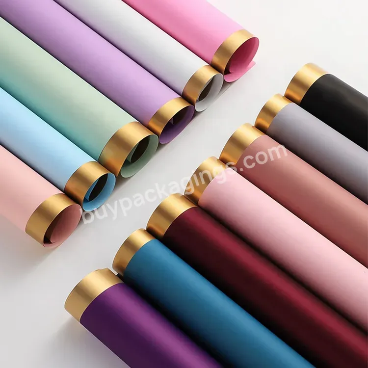 Latest Hot Waterproof Bouquet Flower Gift Wrapping Paper 2 Tone Colors Luxury Gold 20pcs/bag Flower Wrapping Paper