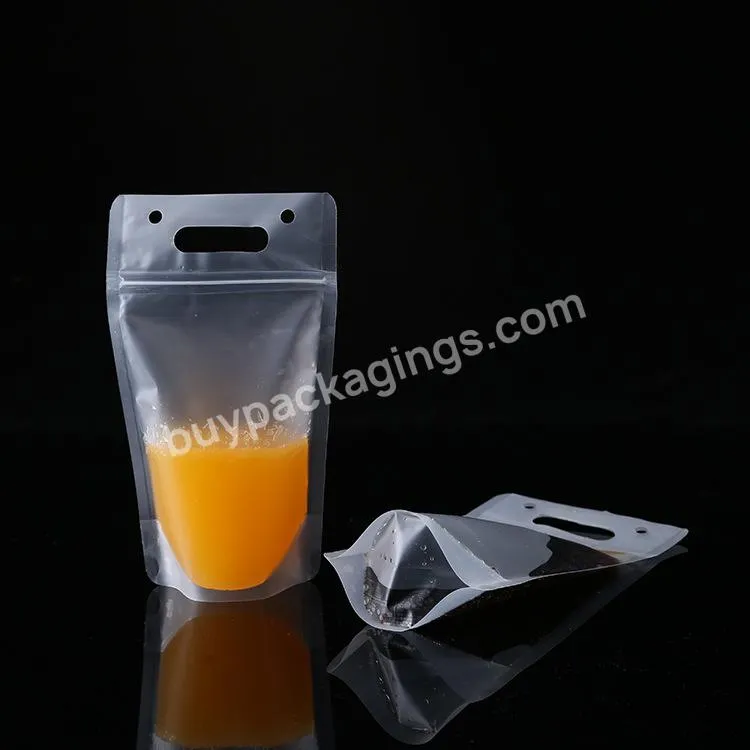 Latest Invention Zipper Biodegradable Reusable Plastic Beverage Juice Stand Pouch Drinking Bag Drink Pouches With Straw