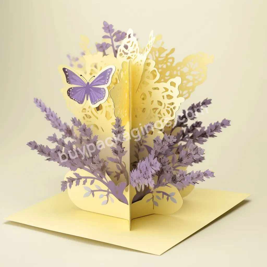 Lavender 3d Pop-up Card Greeting Card Rewritable Home Decoration Greeting Card