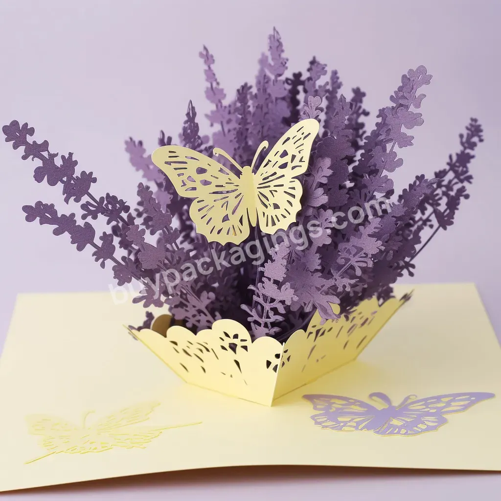 Lavender 3d Pop-up Card Greeting Card Rewritable Home Decoration Greeting Card