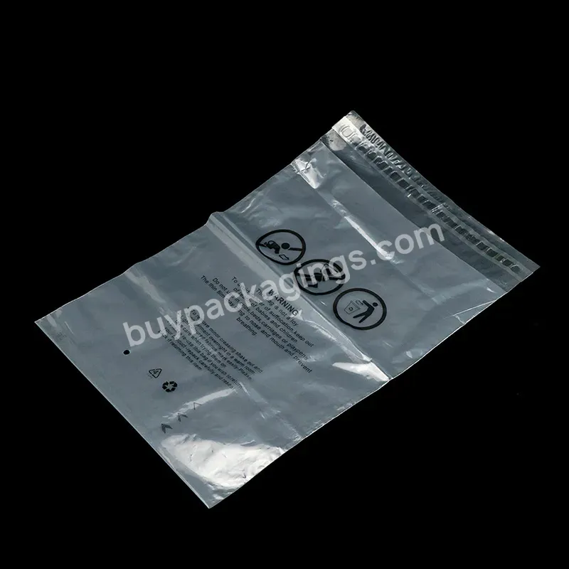 Ldpe 45micron Transparent Mailing Bag Clear Poly Mailer Garment With Warning Shipping Bag For Clothing