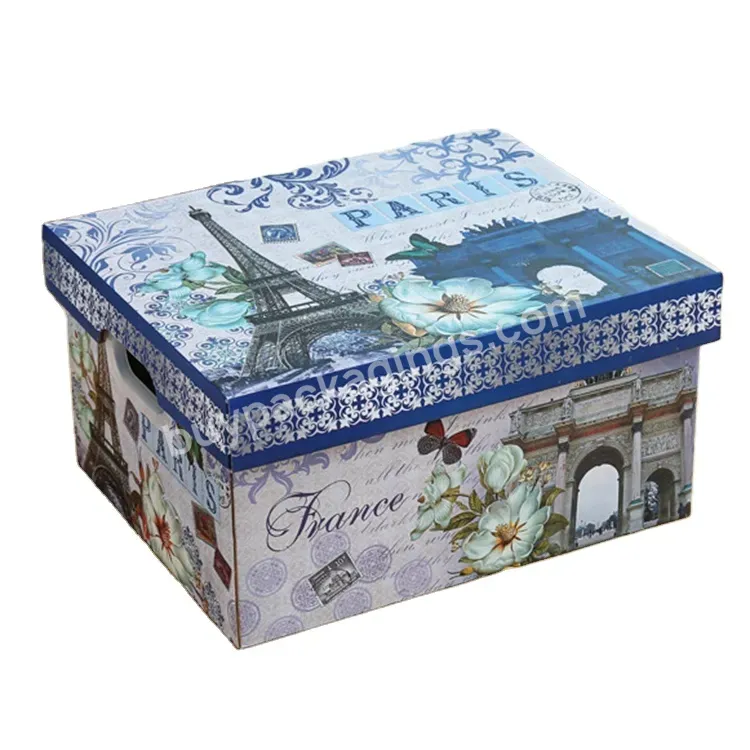 Lid And Bottom Gift Art Packaging Paper Box Fancy Luxury High Quality Flower Printing Paper Storage Box