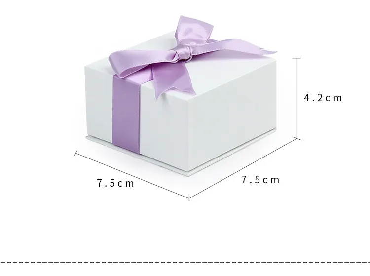Lid Packaging Set Paper Gift Box White Jewelry Packaging Boxes with Purple Ribbon