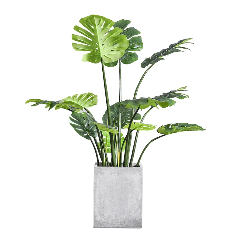 Lifelike Frame Living Room Outdoor Potted Face Monstera Artificial Plants For