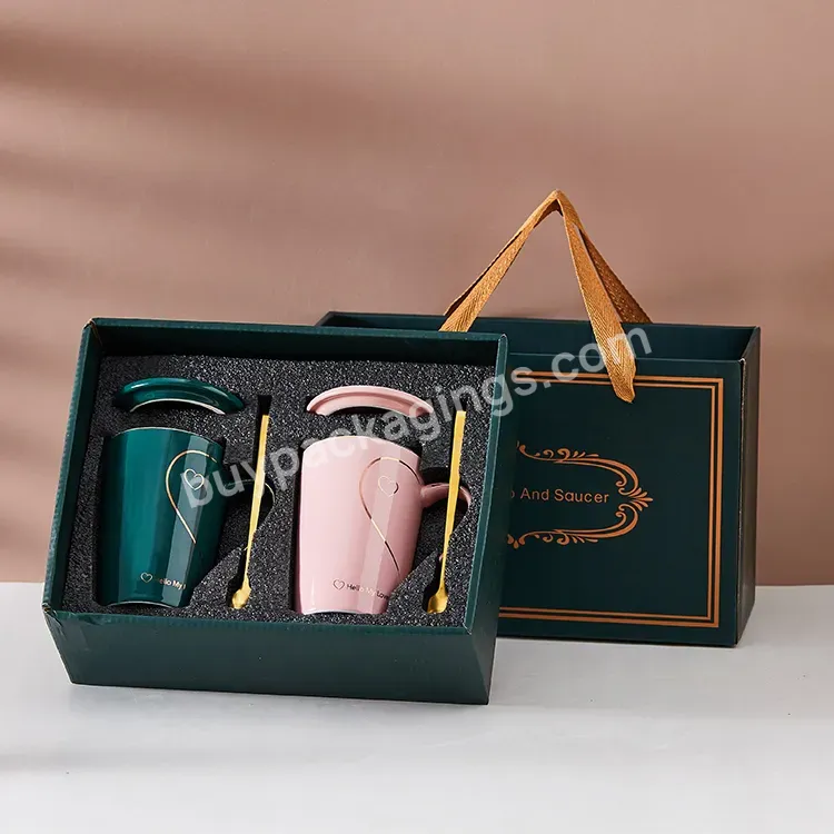 Light Luxury Coffee Mug Set Package Gift Box And Bag Ceramic Coffee Cups Packaging Gift Box
