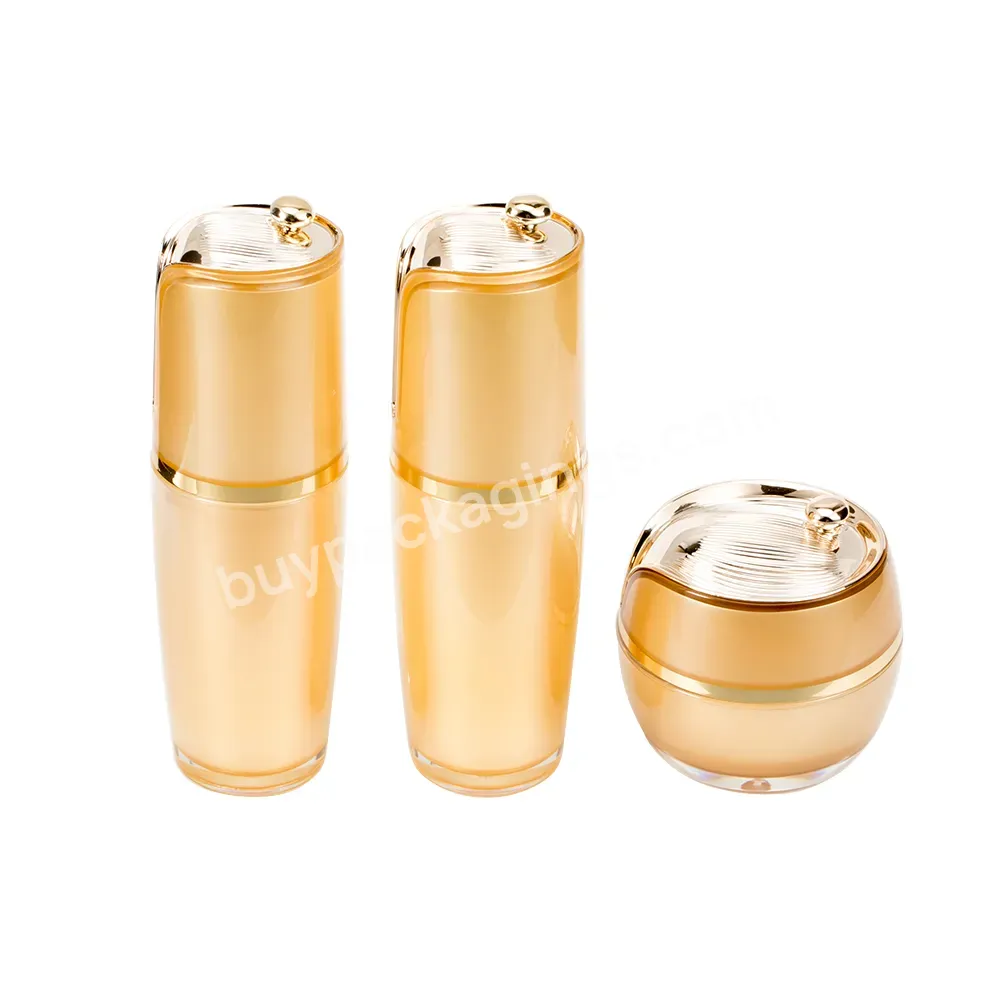 Light Luxury Orange Shell Top Gold Edge With Pump Head Skin Care Cream Lotion Set Packaging Container Cosmetic Jar - Buy Cosmetic Jar,Lotion Set Packaging Container With Pump Head,Luxury Orange Skin Care Cream Cosmetic Jar.