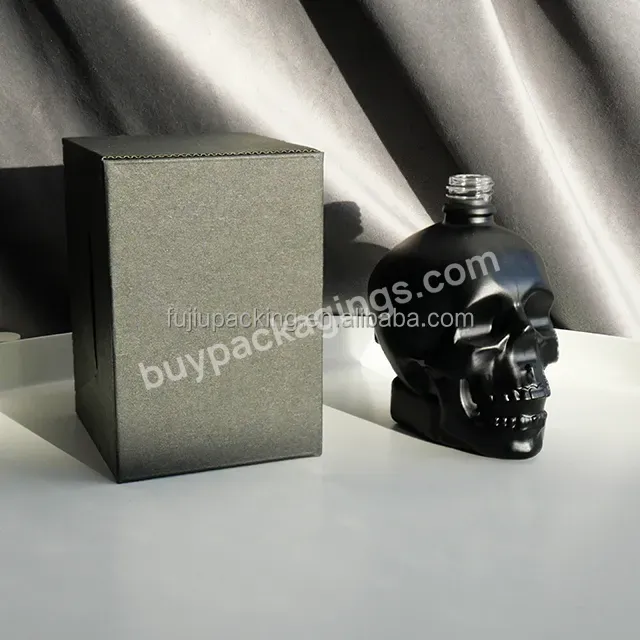 Light-proof 30ml 60ml 120ml Matte Black Skull Shaped Dropper Face Oil Bottle Glass Skull Body Oil Bottle Wholesale