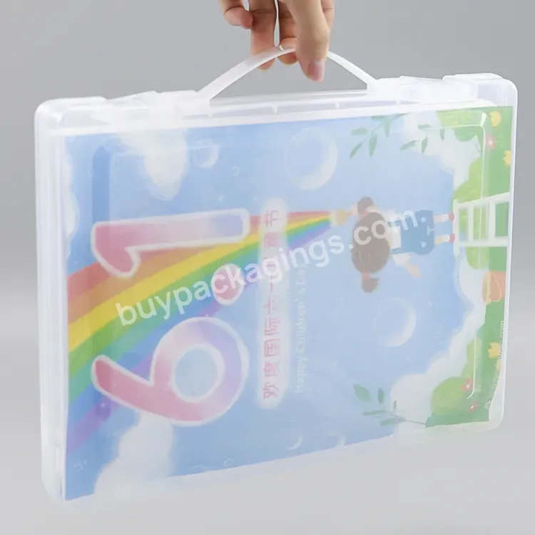 Light Weight Hard Plastic Container With Handle A4 Foldable Storage Organizer Packaging File Box Travel Document Holder