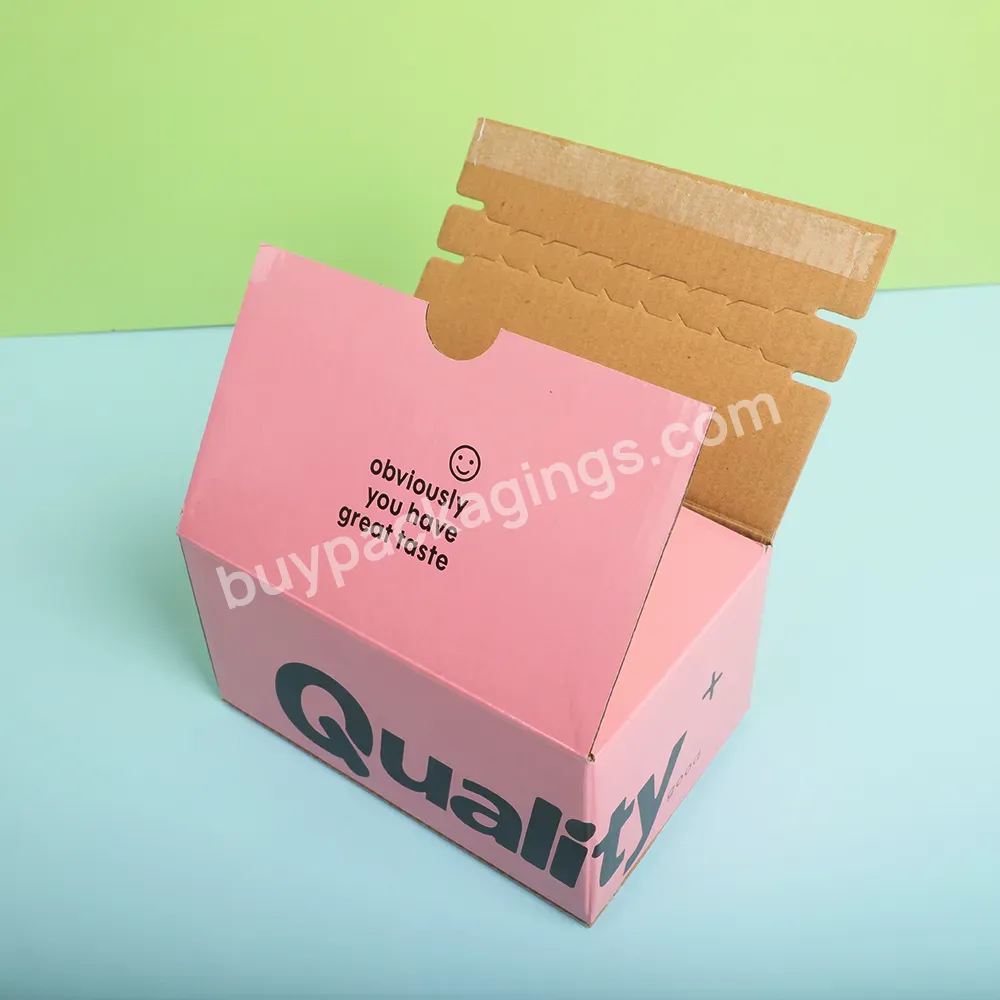 Lionwrapack Custom Logo Printing Pink Mail Box Packaging Carton Self-adhesive Corrugated Paper Zipper Gift Mailer Box