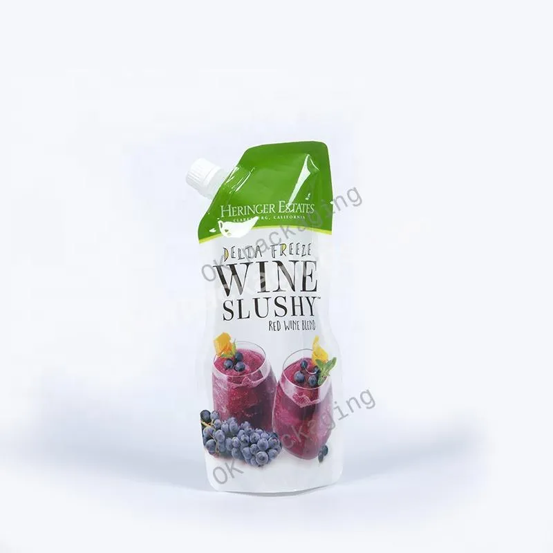 Liquid Printing Spout Wine Pouch With Spout Customized Design For Liquid Wine Packing Spout Pouch