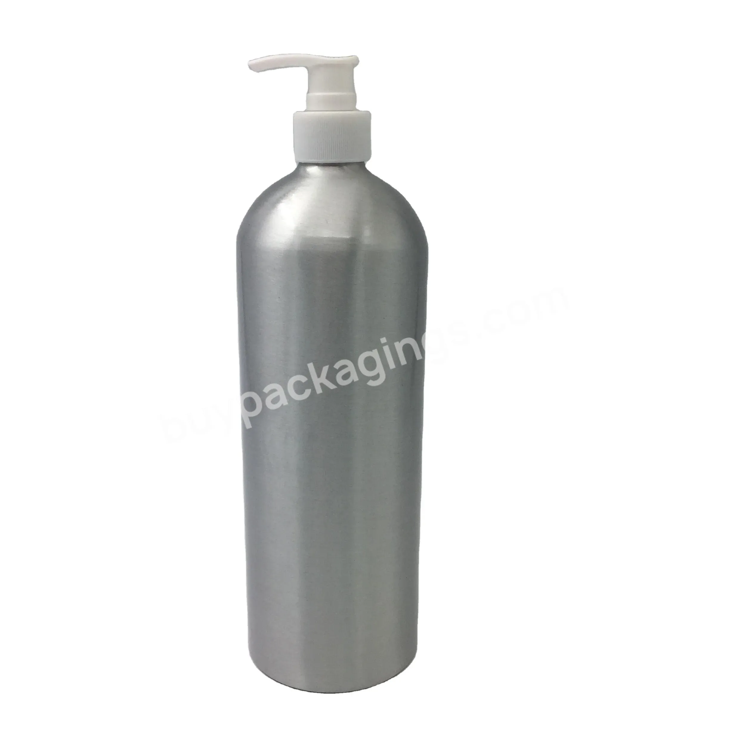 Logo 1000ml Aluminum Daily Care Bottle Cosmetic Aluminum Bottle With Lotion Pump For Body Lotion Shampoo