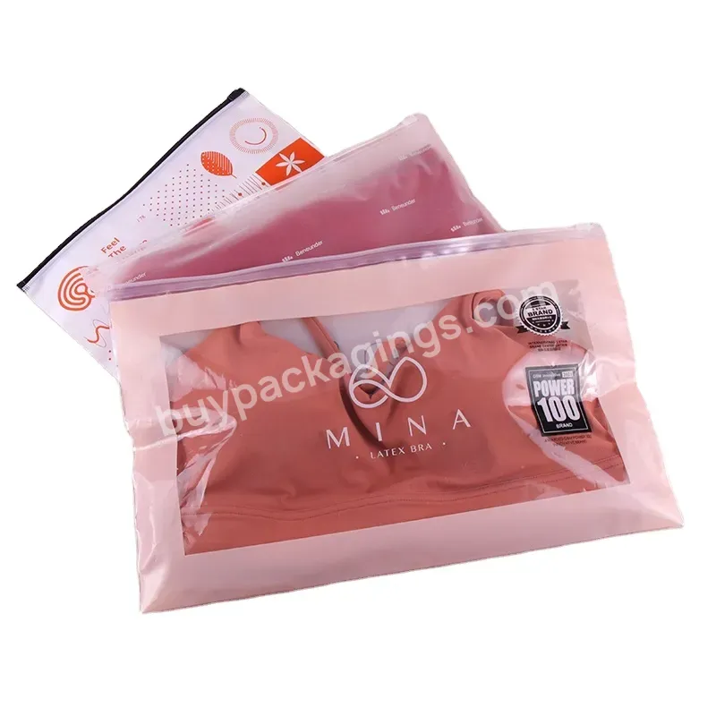 Logo Custom Clear Transparent Underwear Yoga Clothes Packaging Zipper Ziplock Bags