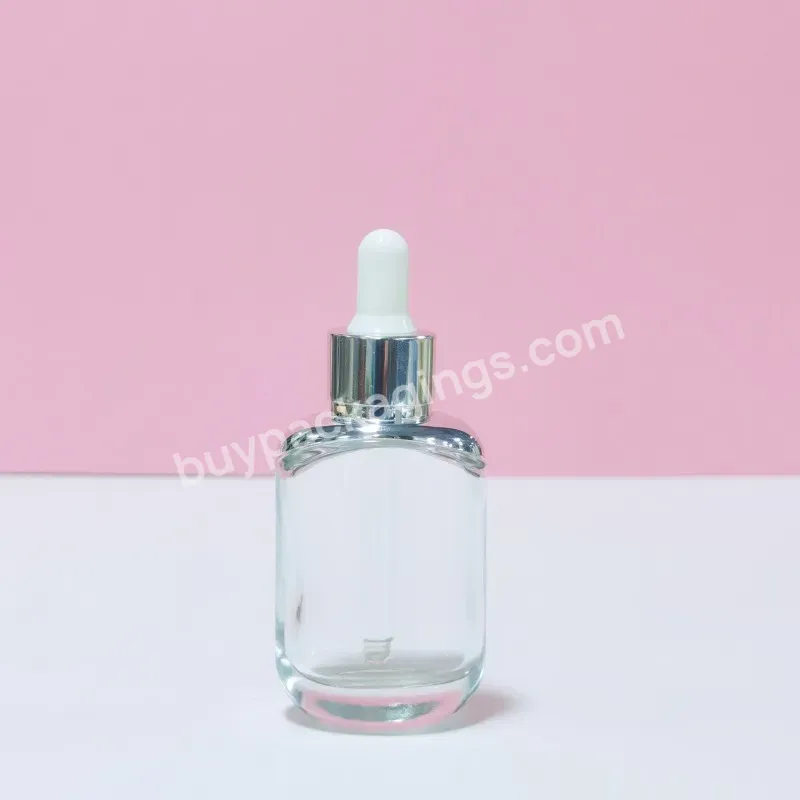 Logo Customized Clear 30ml New Set Shoulder Thick Bottom Flat Essential Oil Bottle Dropper Bottle