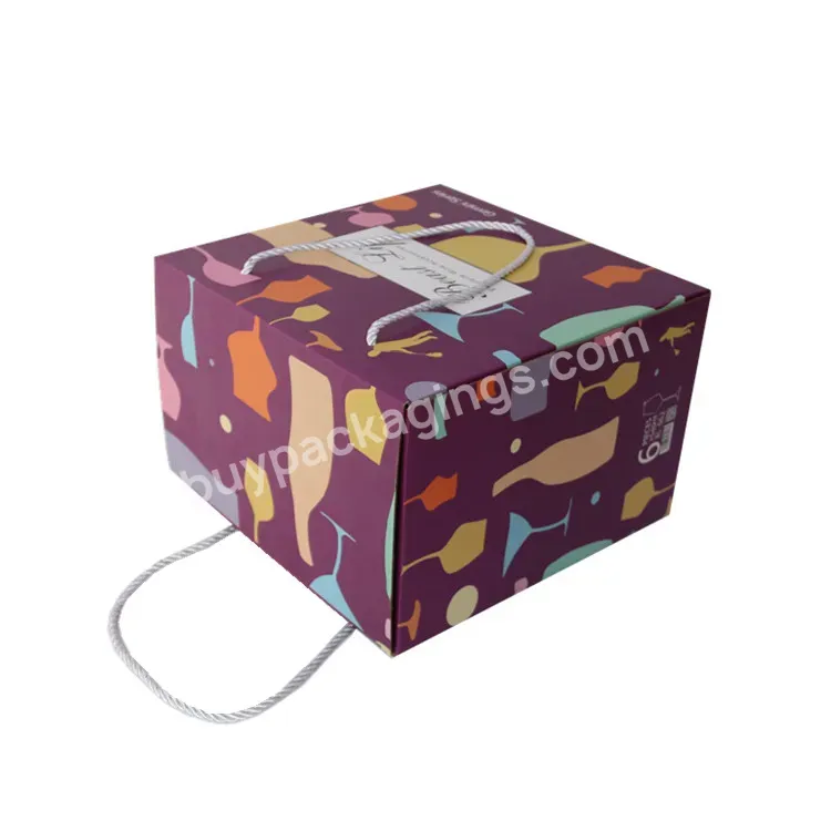 Logo Printed High Quality Colorful Gift Corrugated Packaging Box With Handle