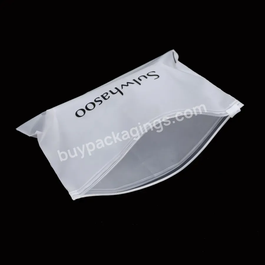 Logo Printing Customized Biodegradable Pe Frosted Underwear Clothing Ziplock Plastic Packaging Bag Cosmetic Slider Zipper Pouch