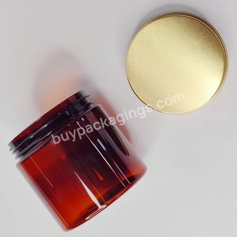 Lotion Cream Body Butter Lip Scrub Container Food Grade 500g Amber Pet Jar With Gold Aluminum Screw Cap