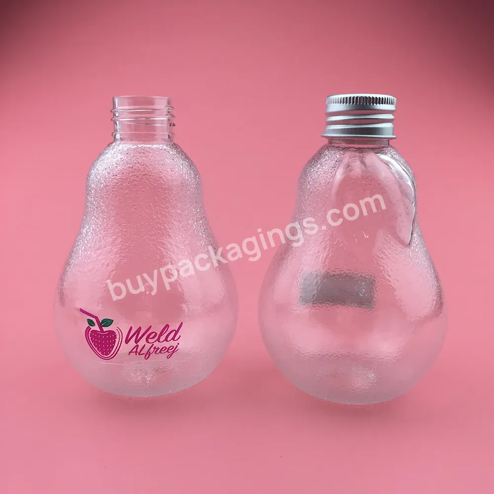 Lovely 200ml Pet Plastic Strawberry Shaped Beverage Bottle With Aluminium Cap