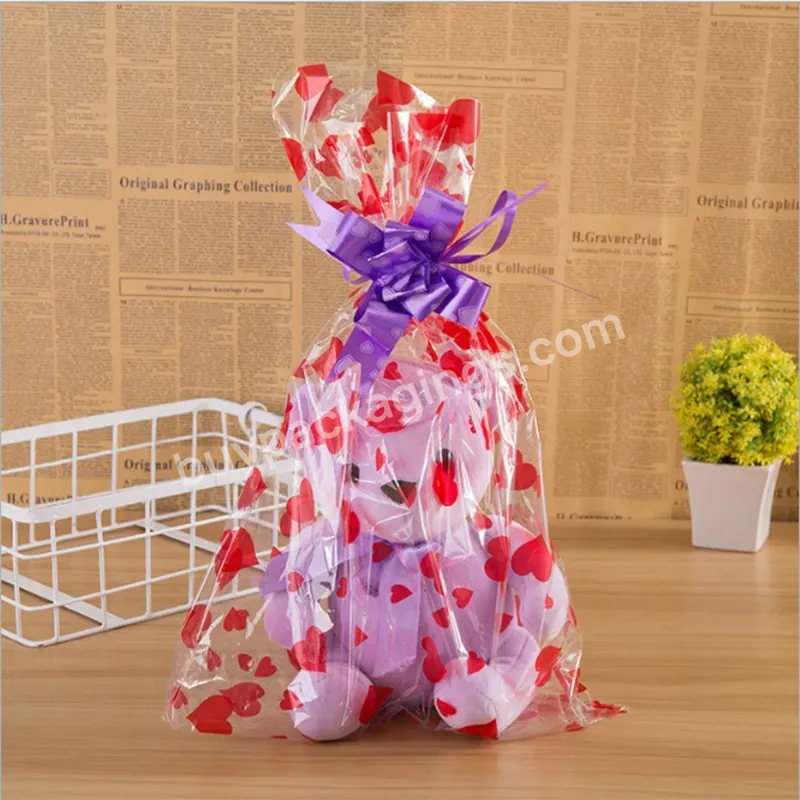 Loving Heart Pattern Transparent Gift Packaging Waterproof Doll Fruit Wrapping