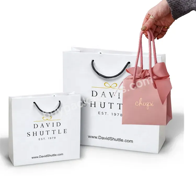 Low Cost Retail Cheap Oem Custom Printing Luxury Gift Shopping Paper Bag With Your Own Logo Print Clothing Jewelry Packaging