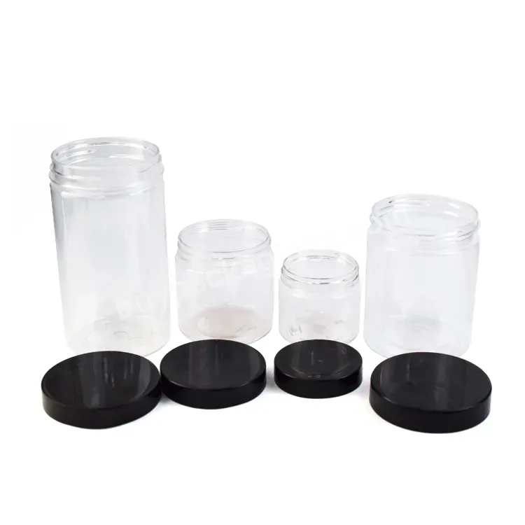 Low Moq 1000ml 500ml 300ml Stock Pet Clear Plastic Flower Concentrate Jar Fresh Cream Plastic Jar With Lids