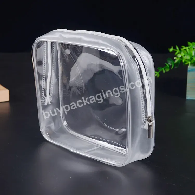 Low Moq Clear Patches Waterproof Transparent Wash Bag Pouch Makeup Organizer Pvc Zipper Cosmetic Bag