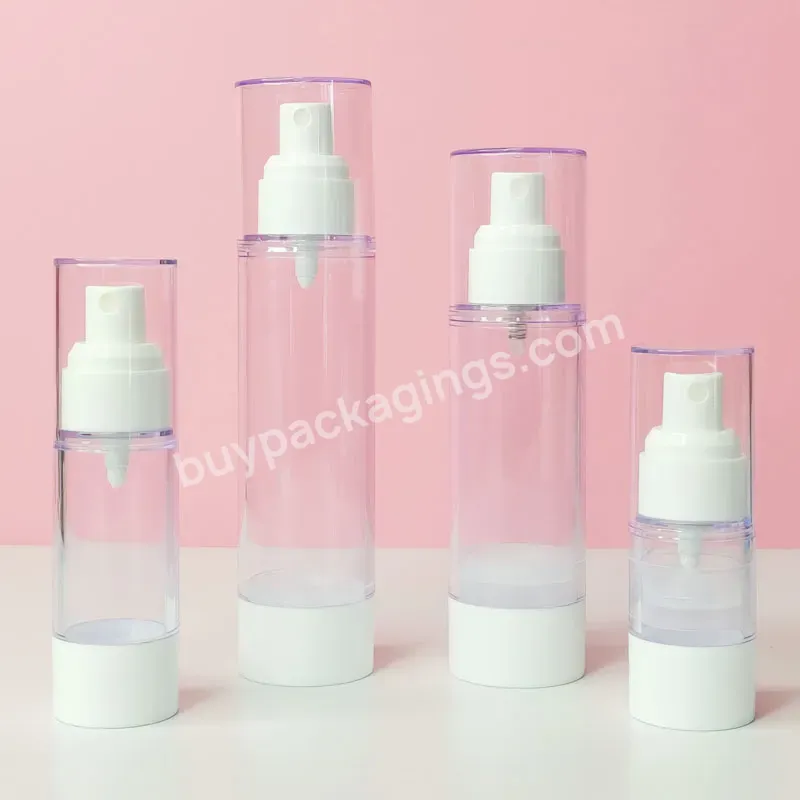 Low Moq Cosmetic Packaging Lotion Cream Serum Transparent White Atomizer 15ml 30ml 100ml 120ml Airless Bottle