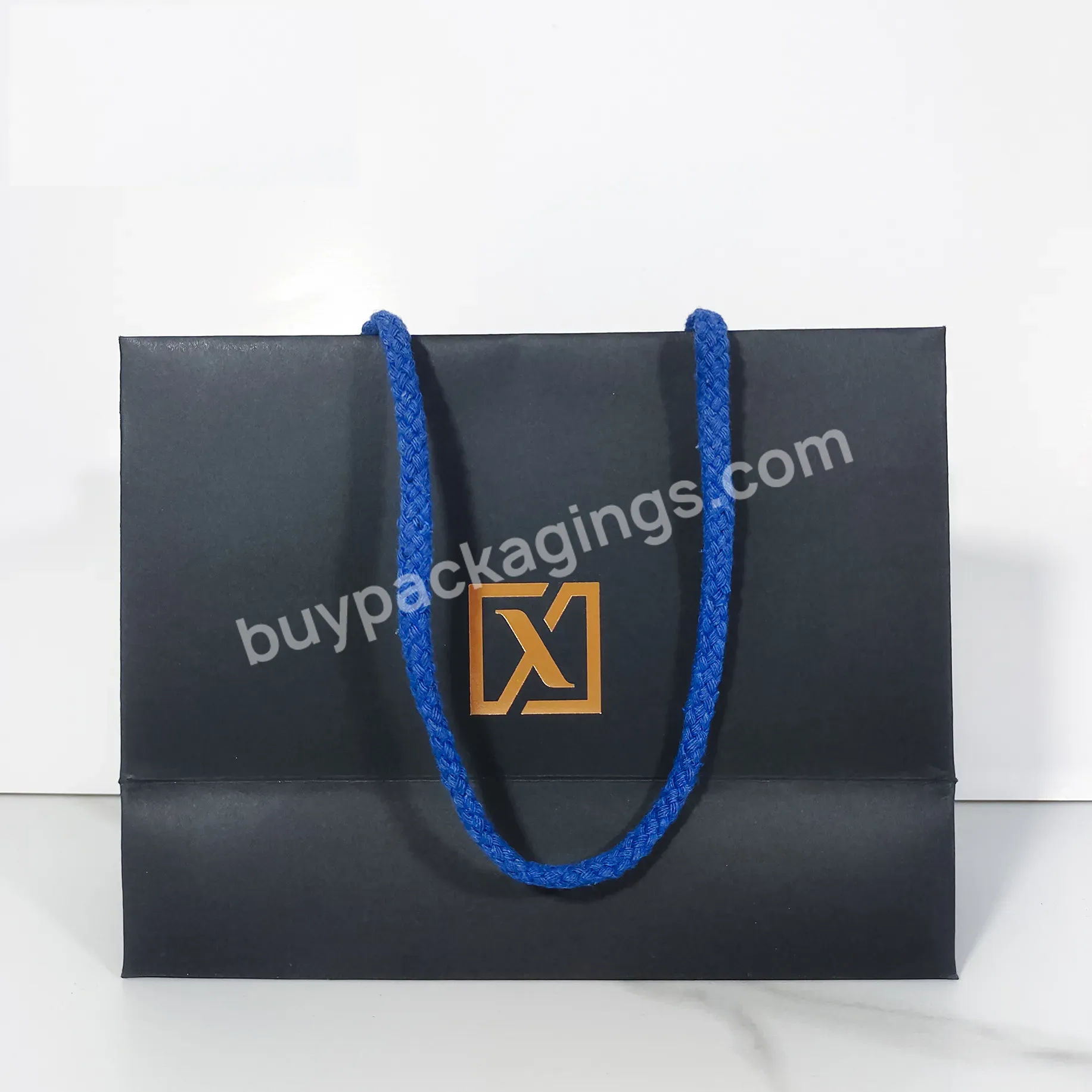 Low Moq Custom Design Matt Black Printed Luxury Shopping Paper Gift Bags With Uv Spot Logos Print