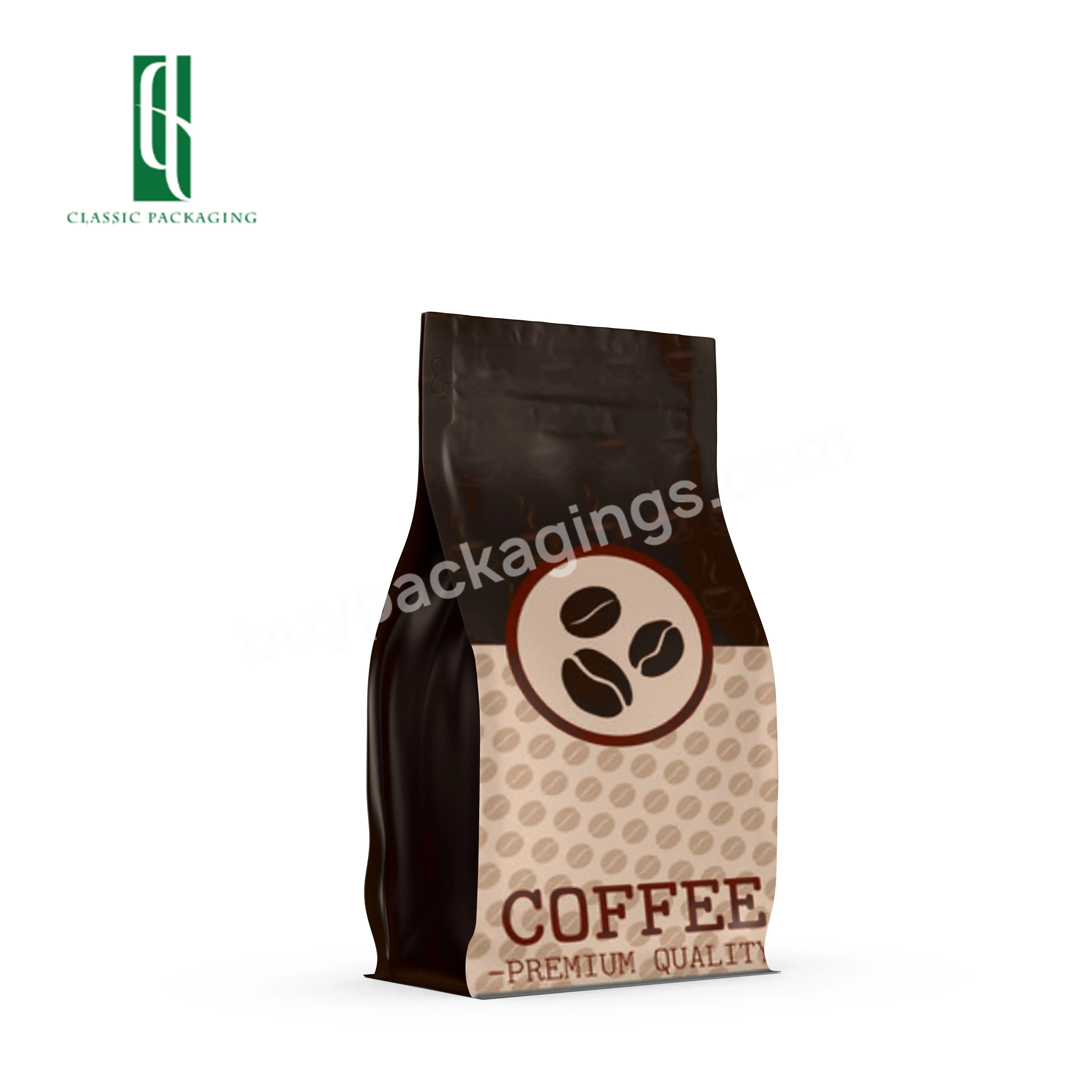 Low Moq Custom Full Print Smell Proof Coffee Bags Logo Flat Bottom Tear Zipper Pouch Oneway Valve Coffee Bag Packaging Eco