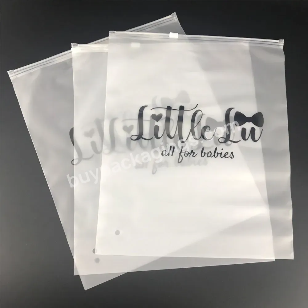 Low Moq Custom Label Print Logo Apparel Frosted Zip Lock Plastic Poly Bag Packaging For Packing Clothes