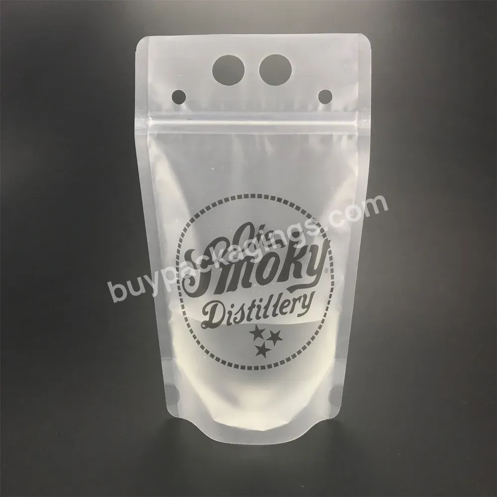 Low Moq Custom One Color Printing Transparent Liquid Drink Packaging Ziplock Plastic Bag For Juice