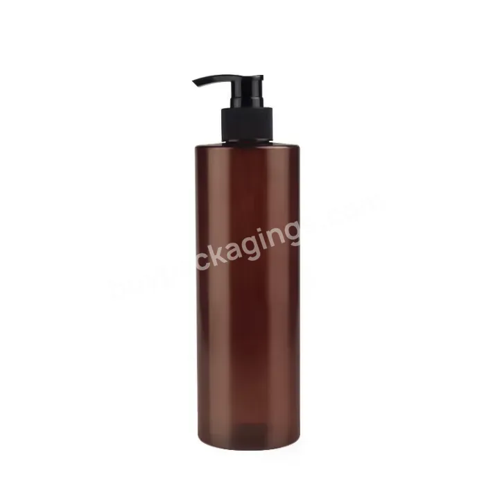 Low Moq Custom Plastic Cylinder Houseware Amber Shampoo Dispenser Bottle 250ml 500ml With Lotion Pump