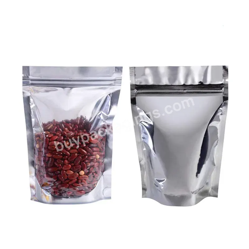 Low Moq Custom Stand Up Pouch With Zipper For Food Grain Packaging Zip Lock Foil Bag Plastic Bag Zipper Packaging Bags