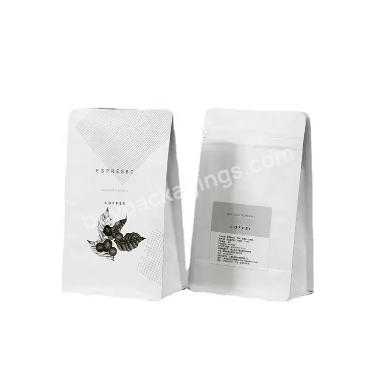 Low Moq Customize Printed Logo Resealable Clear Stand Up Coffee Pouch Bags Side Gusset Coffee Bags With Degassing Valve