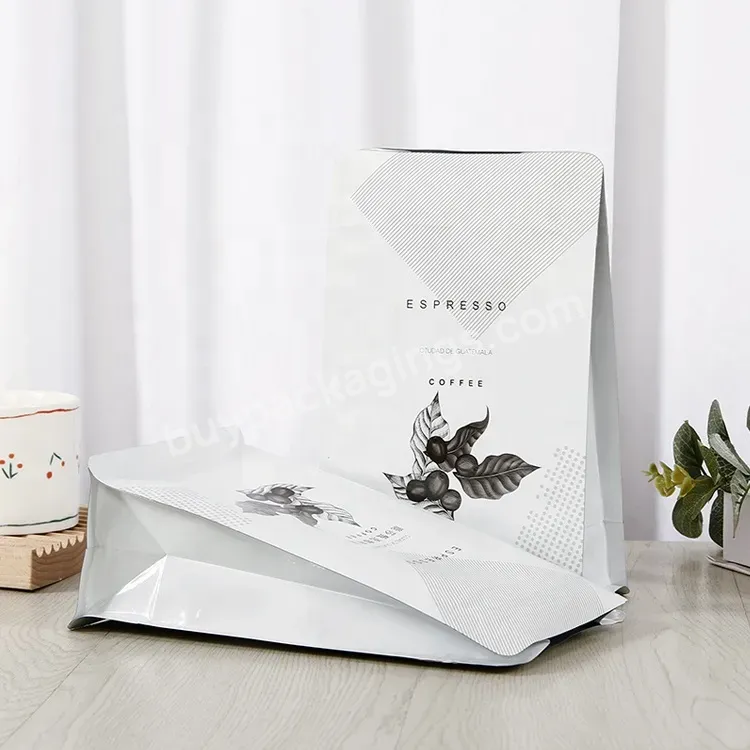 Low Moq Customize Printed Logo Resealable Clear Stand Up Coffee Pouch Bags Side Gusset Coffee Bags With Degassing Valve