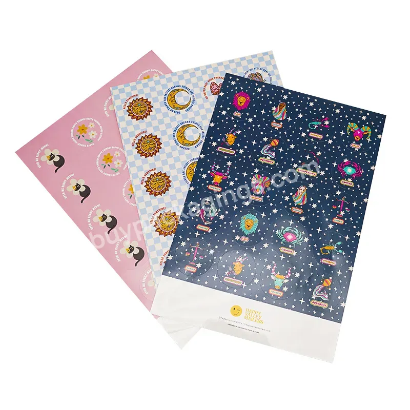 Low Moq High Quality Self Adhesive Custom Full Colour Logo Pvc Vinyl Waterproof Kiss Cut Sticker Sheet For Kids