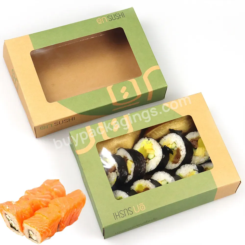 Low Moq Japanese Takeaway Paper Sushi Box With Clear Anti-fog Window Custom Size Sushi Verpackung Box