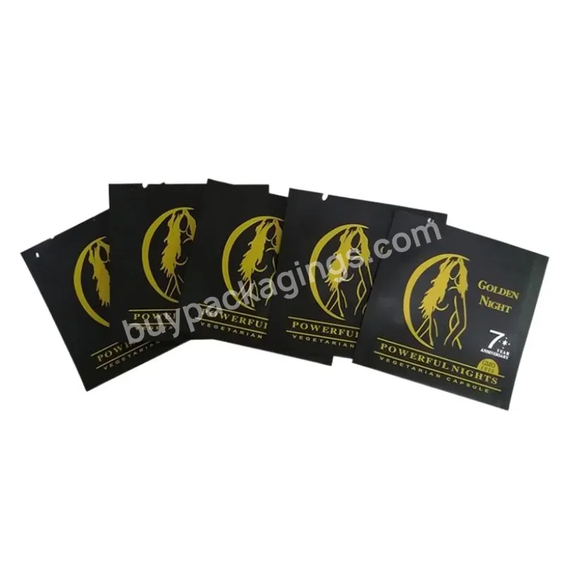 Low Moq Mini Small Mylar Aluminum Foil Sample Sachet Bag Edible Three Side Seal Zipper Bag Pill Capsule Packaging Sachet