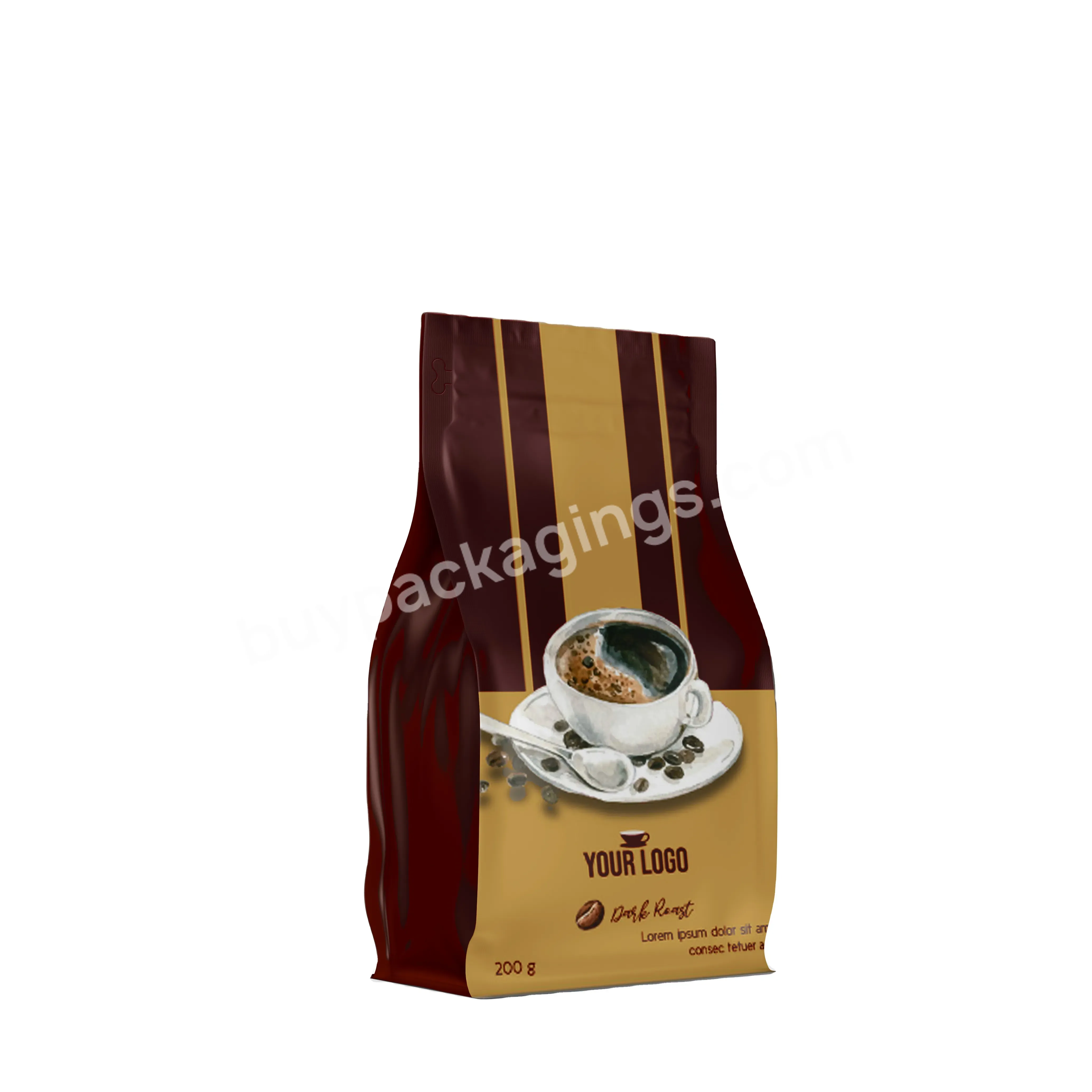 Low Moq Personalized Custom Logo Coffee Bags Flat Bottom Pouch Aluminum Foil Bag For Coffee Zipper Lock 16oz. Coffee Bags