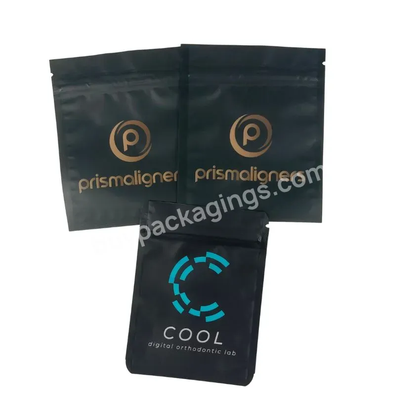 Low Moq Printed Teeth Home Clear Aligners Mylar Packaging Bags With Zipper Seal Retainers Flat Bags For Home Clear Aligner