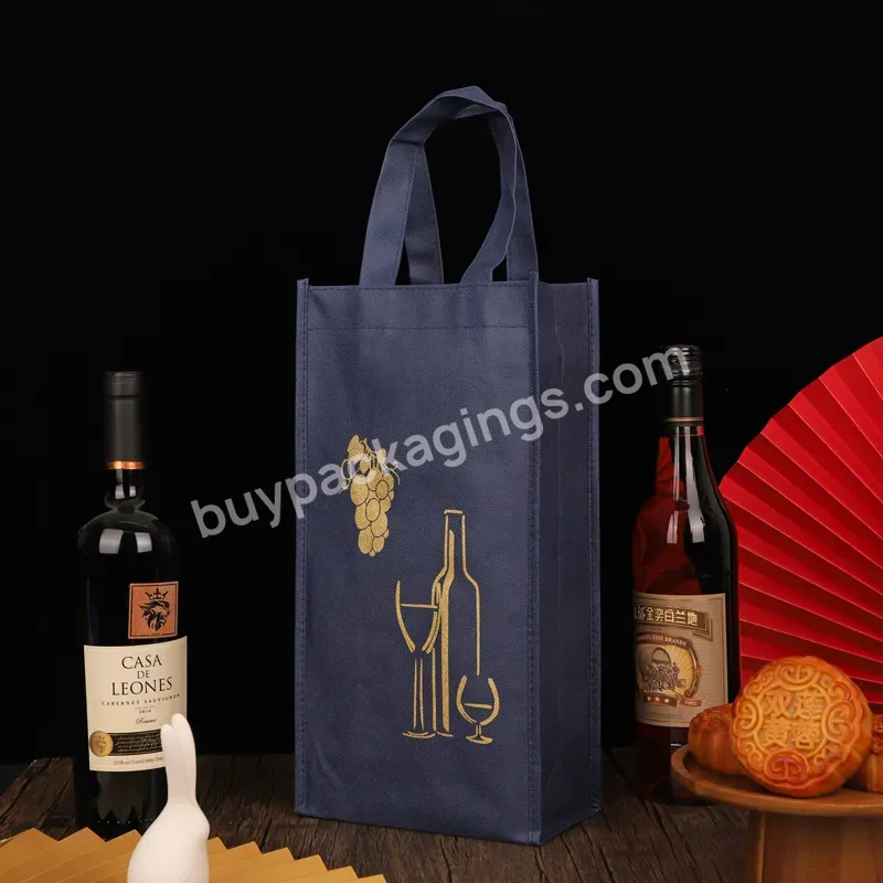 Low Moq Recycled Eco Non-woven Reusable Nonwoven Grocery Promotional Pp Non Woven Tote Shopping Wine Bag With Custom Logo