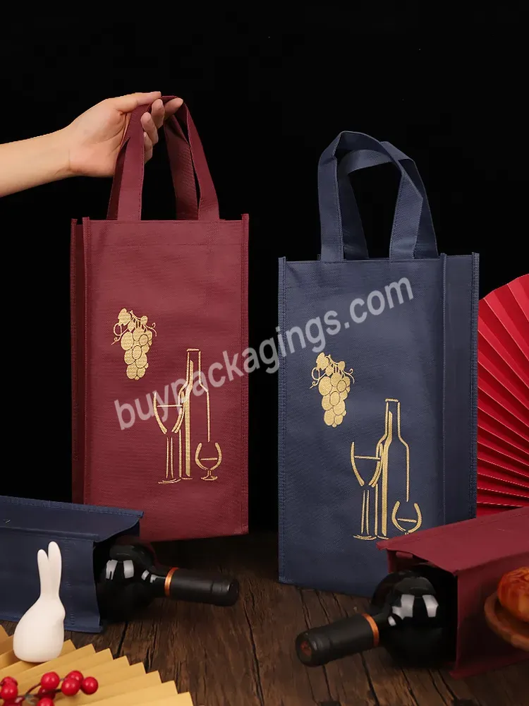 Low Moq Recycled Eco Non-woven Reusable Nonwoven Grocery Promotional Pp Non Woven Tote Shopping Wine Bag With Custom Logo