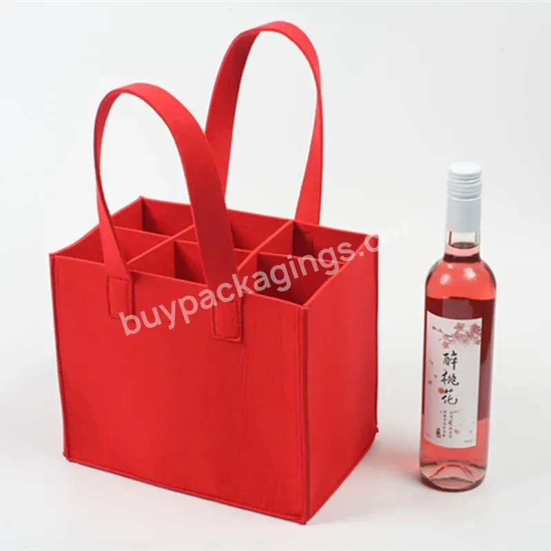 Low Moq Recycled Eco Reusable Felt Wine Bag Grocery Promotional Pp Non Woven Tote Shopping Wine Bag With Custom Logo