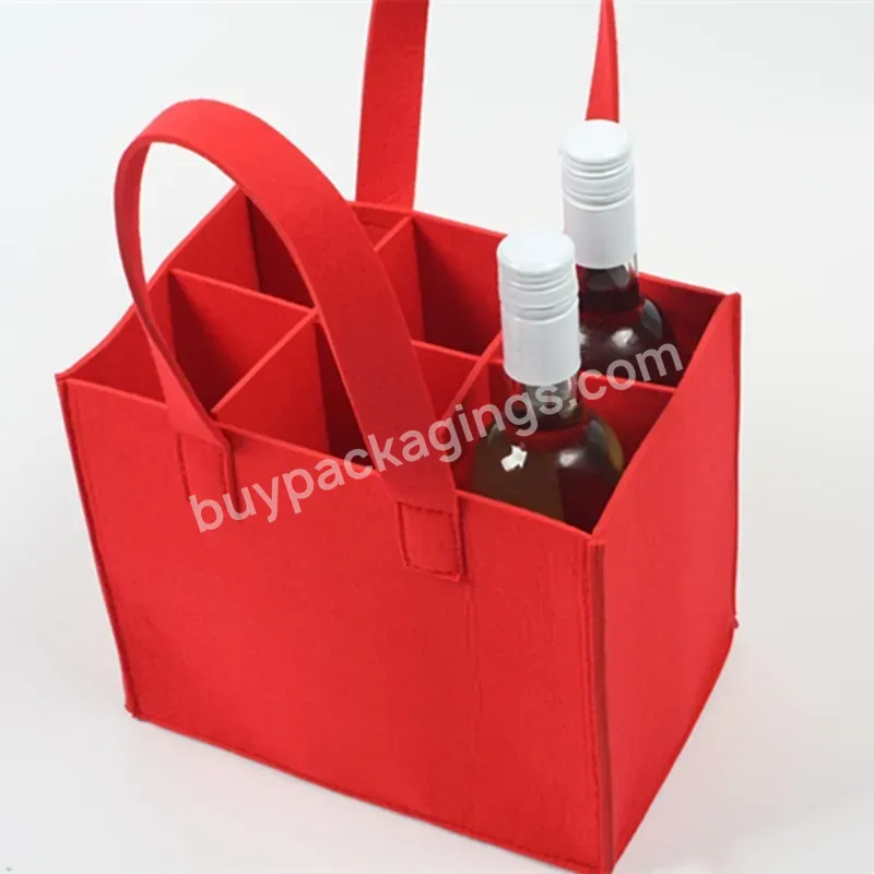 Low Moq Recycled Eco Reusable Felt Wine Bag Grocery Promotional Pp Non Woven Tote Shopping Wine Bag With Custom Logo