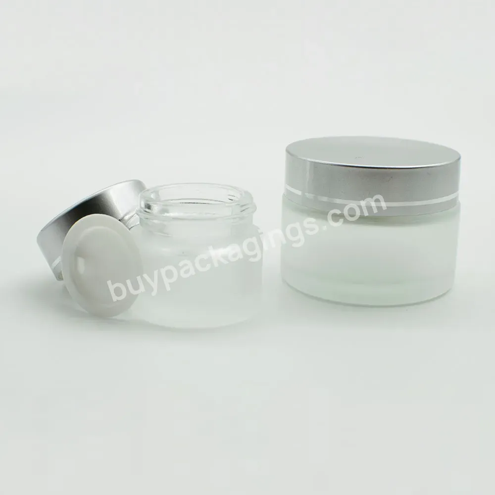 Low Profile 5 10 15 20 25 30 50 100 G 8oz Matte Transparent Clear Lotion Cream Frosted Glass Jar For Skincare