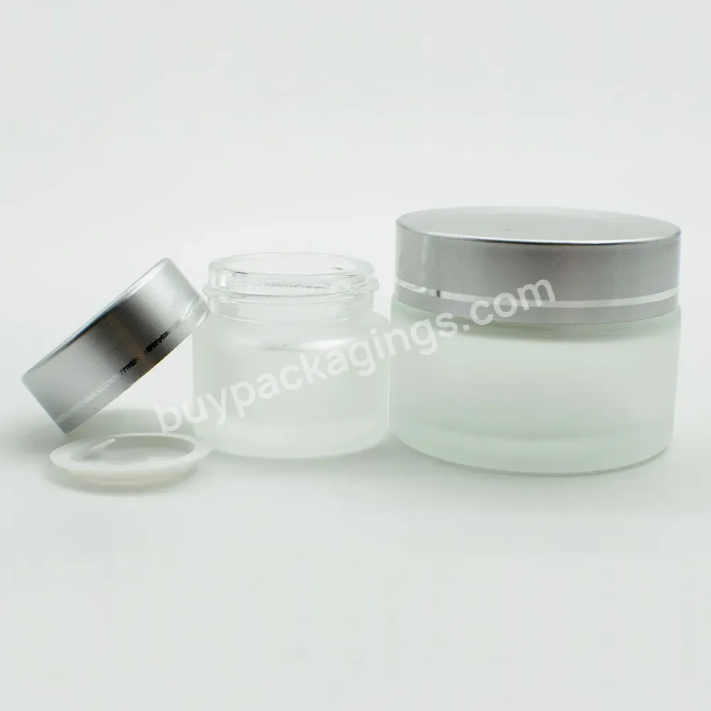 Low Profile 5 10 15 20 25 30 50 100 G 8oz Matte Transparent Clear Lotion Cream Frosted Glass Jar For Skincare