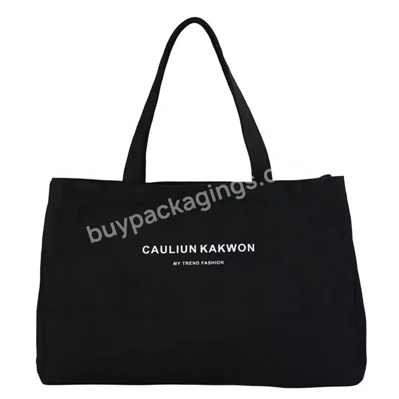 Lower Price Eco Cotton Tote Shopping Bag With Zipper And High-capacity Thick And Solid Literary Girl Canvas Bag Custom Logo